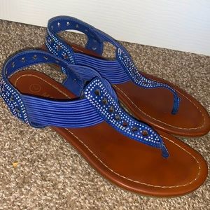 Blue rhinestone sandals